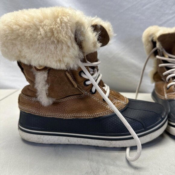 Crocs Boots Womens 7 All Cast Luxe Shearling Winter Snow Duck Boot 12812 Brown - Picture 8 of 13